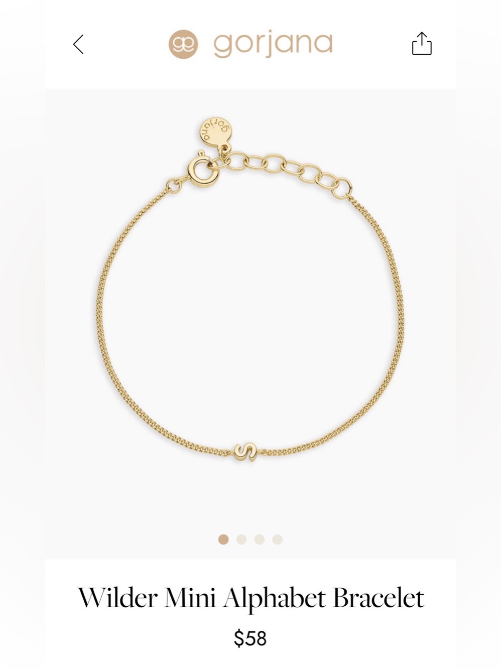 Gorjana Mini 'S' Alphabet Bracelet